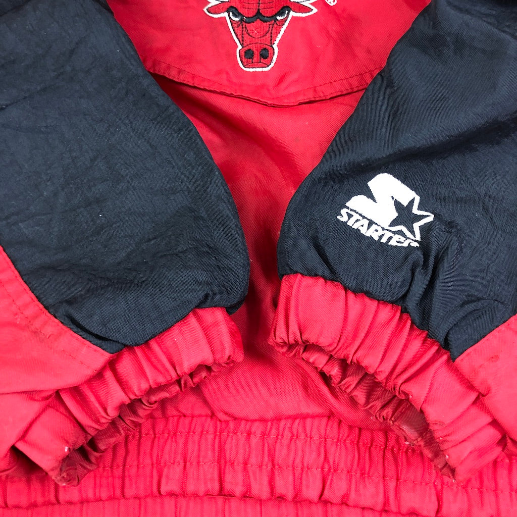 90s vintage STARTER スターター NBA バスケット CHICAGO BULLS シカゴブルズ ナイロン プルオーバー