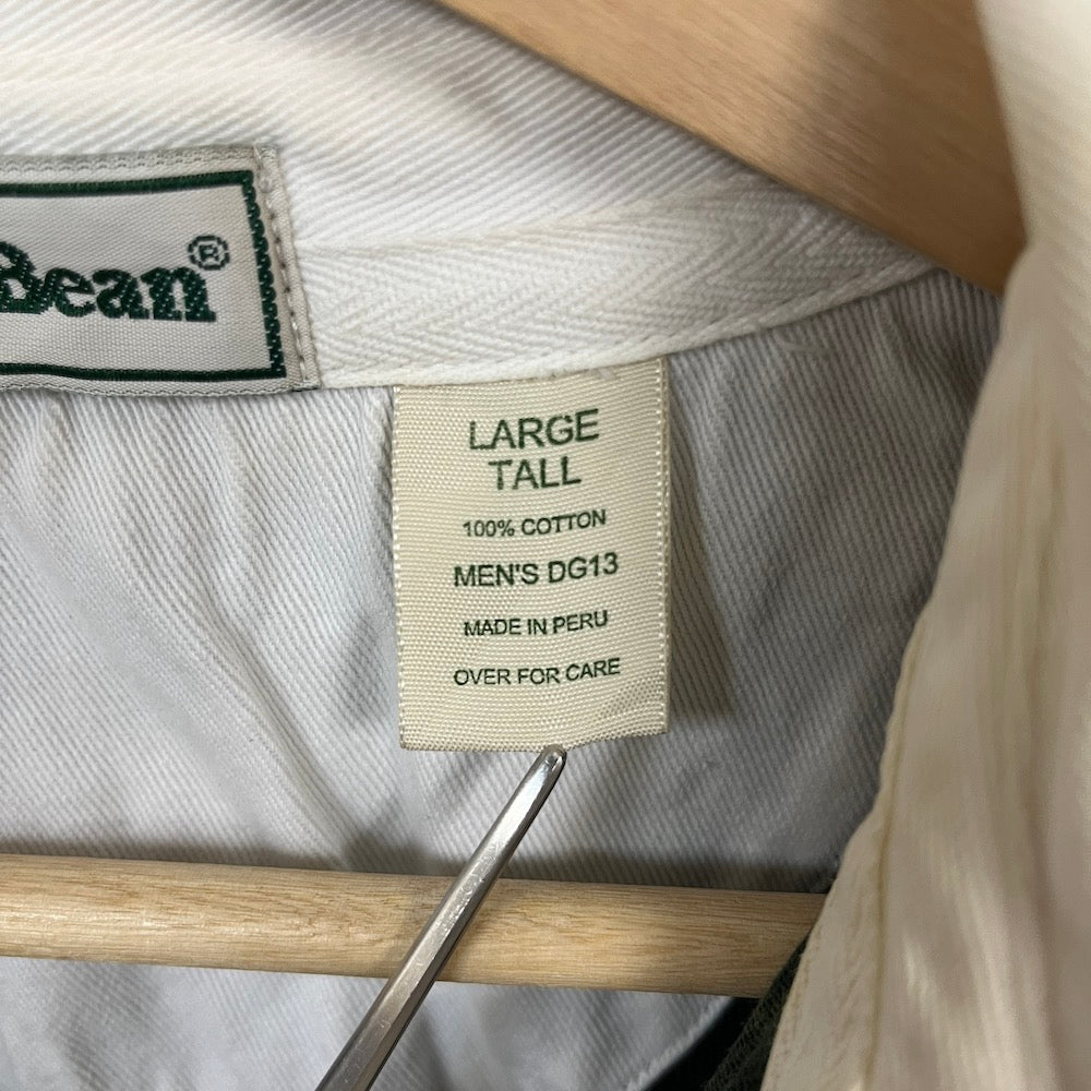 80s 90s vintage L.L.Bean エルエルビーン ラガーシャツ ボーダー 長袖 プルオーバー グリーン 古着
